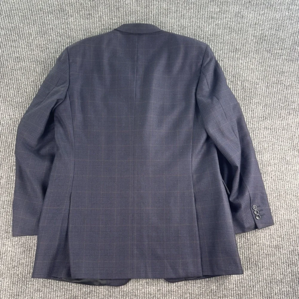 Canali Sport Coat 44 L Blue Wool Windowpane Check Designer Luxury Flannel Italy